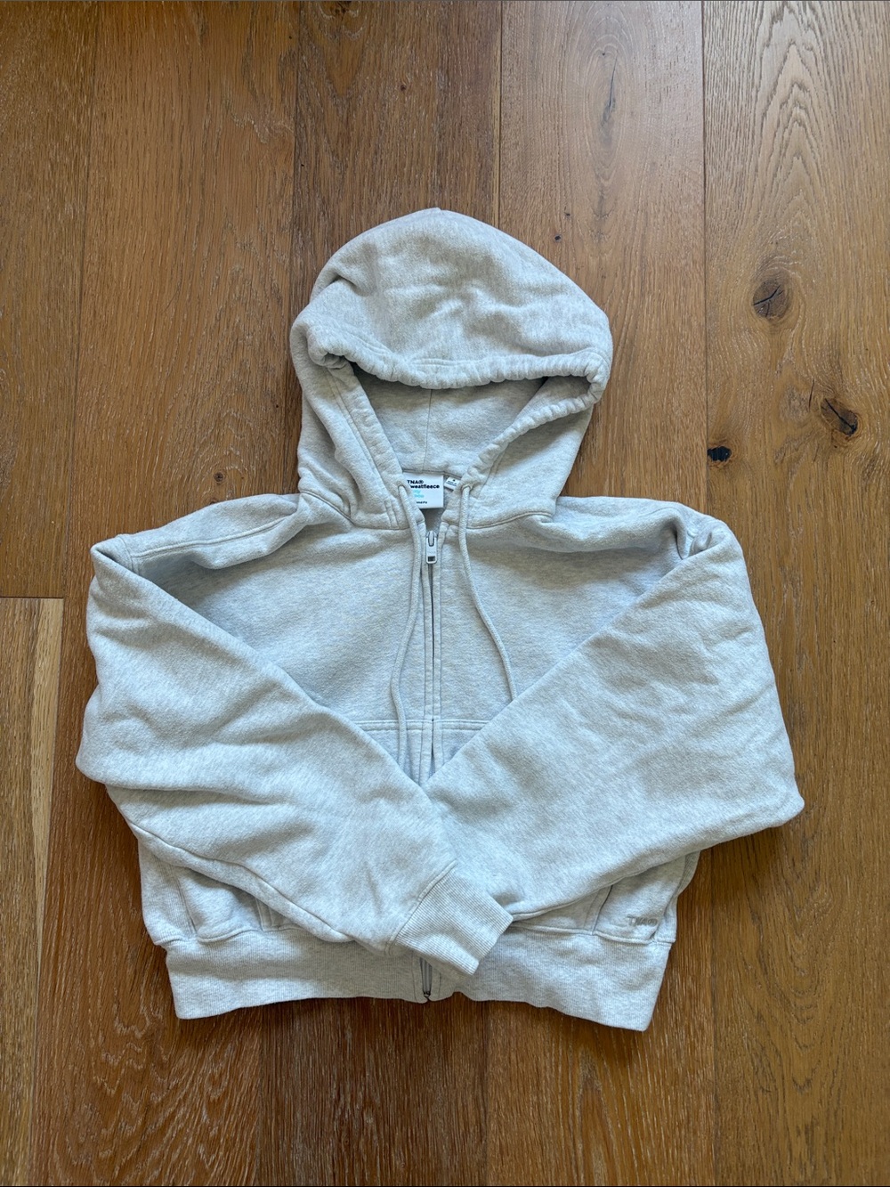 Light Gray TNA Sweatfleece Cozy Fleece Boyfriend Fit Zip-Up Hoodie